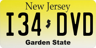 NJ license plate I34DVD