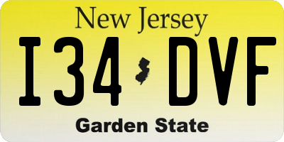 NJ license plate I34DVF