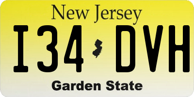 NJ license plate I34DVH