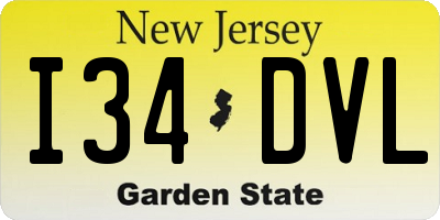 NJ license plate I34DVL