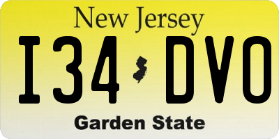 NJ license plate I34DVO