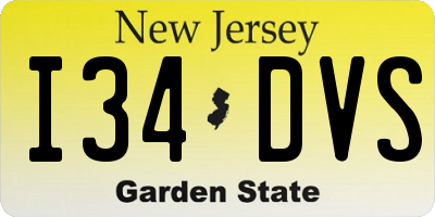 NJ license plate I34DVS