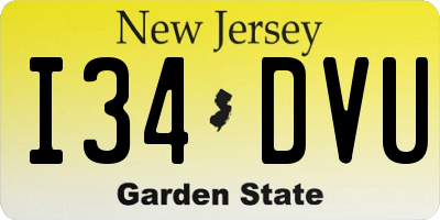 NJ license plate I34DVU