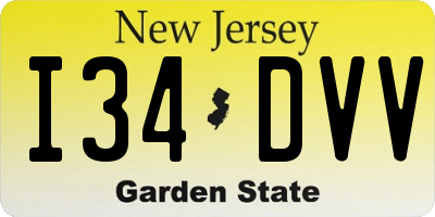 NJ license plate I34DVV