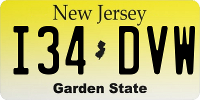 NJ license plate I34DVW