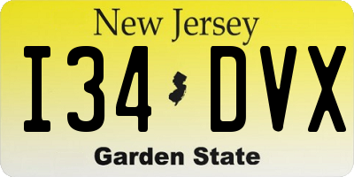 NJ license plate I34DVX