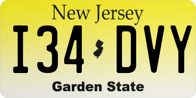 NJ license plate I34DVY