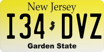 NJ license plate I34DVZ