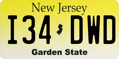 NJ license plate I34DWD