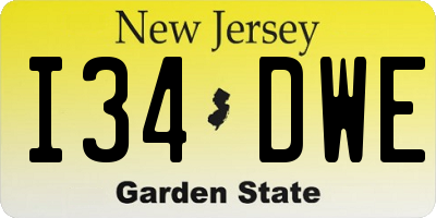 NJ license plate I34DWE