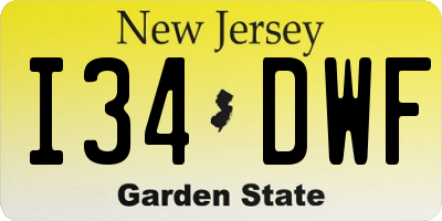 NJ license plate I34DWF