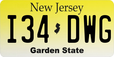 NJ license plate I34DWG