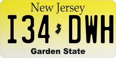 NJ license plate I34DWH