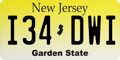 NJ license plate I34DWI