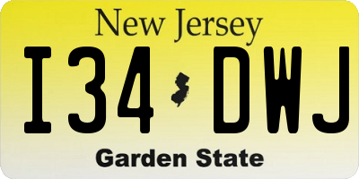 NJ license plate I34DWJ