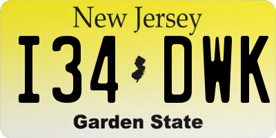 NJ license plate I34DWK