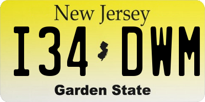 NJ license plate I34DWM