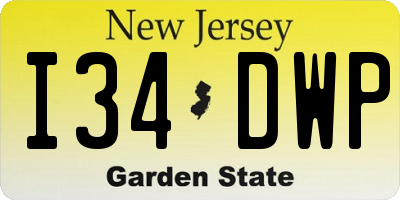 NJ license plate I34DWP