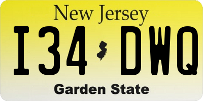 NJ license plate I34DWQ