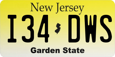 NJ license plate I34DWS