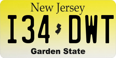 NJ license plate I34DWT