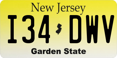 NJ license plate I34DWV