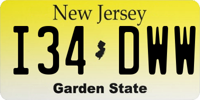 NJ license plate I34DWW