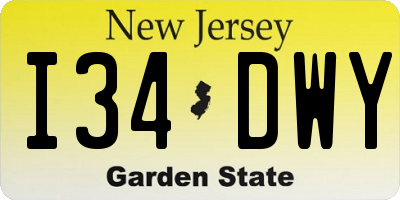 NJ license plate I34DWY
