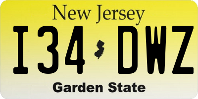 NJ license plate I34DWZ