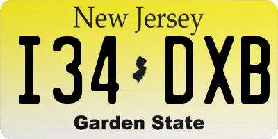 NJ license plate I34DXB