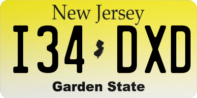 NJ license plate I34DXD