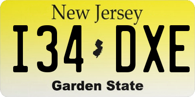 NJ license plate I34DXE
