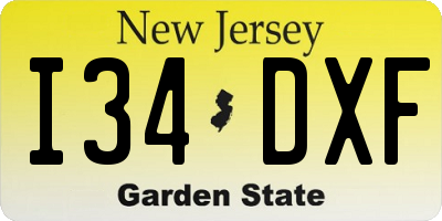 NJ license plate I34DXF