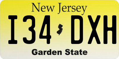 NJ license plate I34DXH