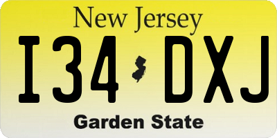 NJ license plate I34DXJ