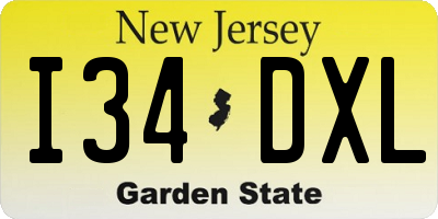 NJ license plate I34DXL
