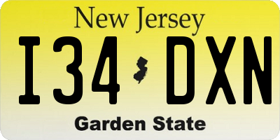 NJ license plate I34DXN