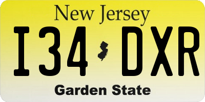 NJ license plate I34DXR