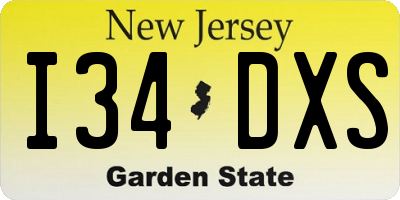 NJ license plate I34DXS