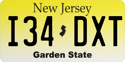 NJ license plate I34DXT