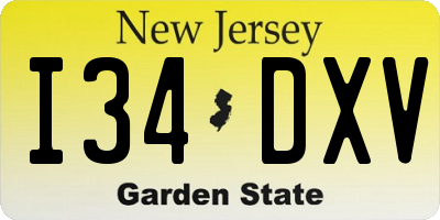 NJ license plate I34DXV
