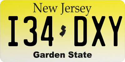 NJ license plate I34DXY