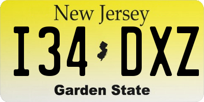 NJ license plate I34DXZ