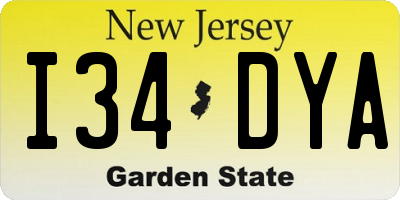 NJ license plate I34DYA