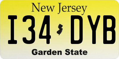 NJ license plate I34DYB