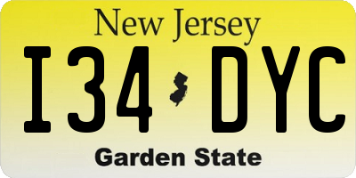 NJ license plate I34DYC