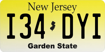 NJ license plate I34DYI