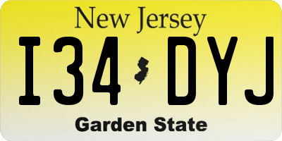 NJ license plate I34DYJ
