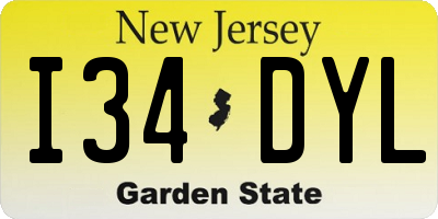 NJ license plate I34DYL