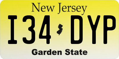 NJ license plate I34DYP